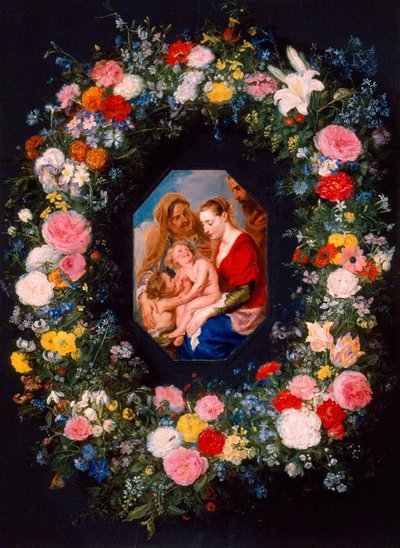 Holy Family with a Garland of Flowers by Jan the Elder Brueghel